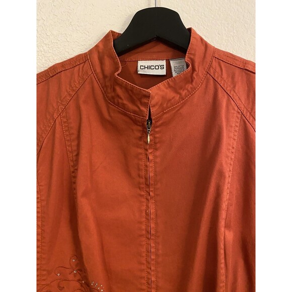 CHICO'S 2 (L) Full Zip Jacket 2 Boho Embroidery, 100% Cotton, Art To Wear F1 10 - Picture 3 of 12